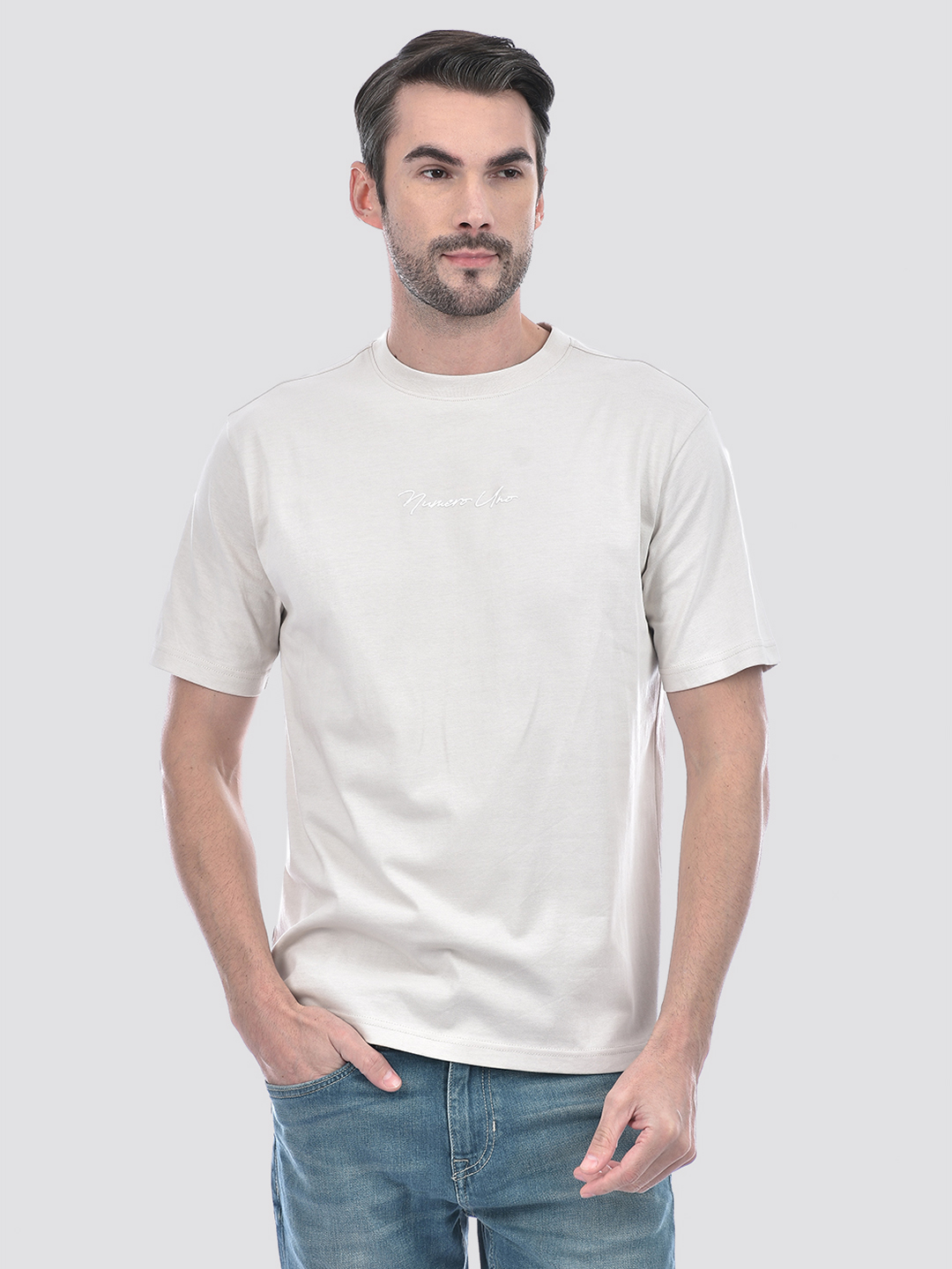 Numero Uno Men Graphic Print Off White T-Shirt